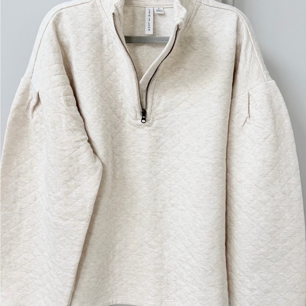 Janie and Jack Quilted Half-Zip Pullover in Cream